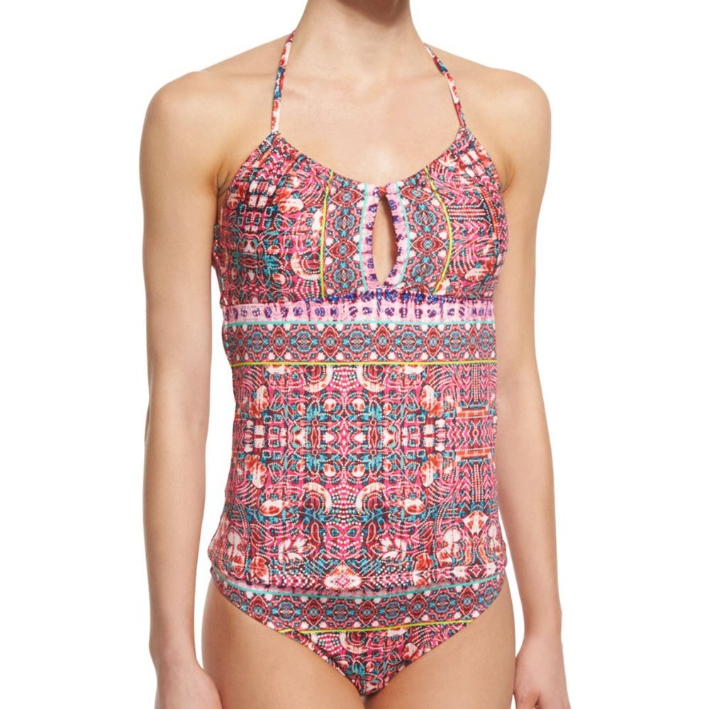 NWT Nanette Lepore Sunset Shibori Tankini Top & Hipster Bikini Bottom Set M